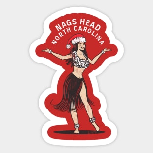 Nags Head, NC Christmas Vacationing Holiday Hula Girl Sticker